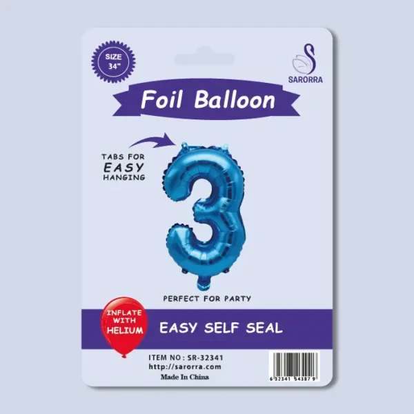40in Blue Numbers Foil Balloon Sarorra Supplies Wholesale