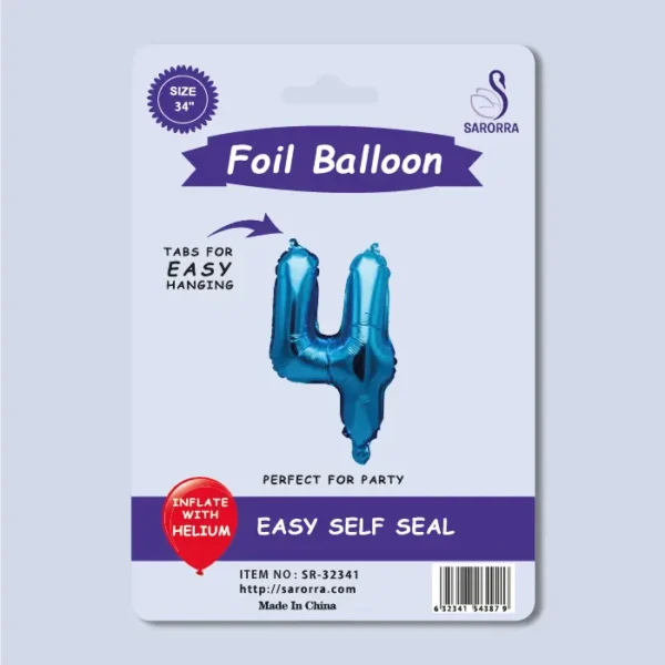 40in Blue Numbers Foil Balloon Sarorra Supplies Wholesale