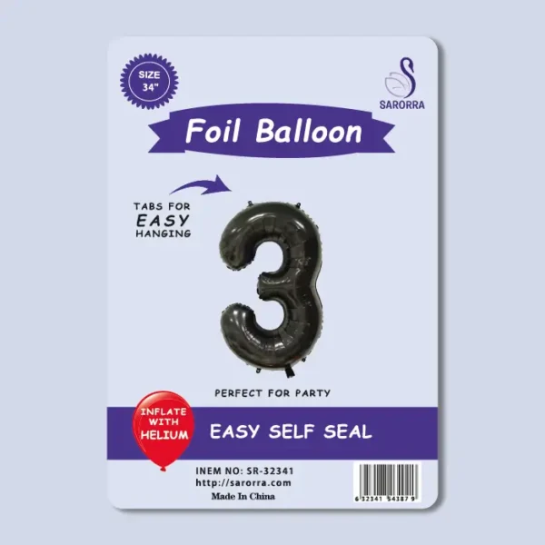40in Black Numbers Foil Balloon Sarorra Supplies Wholesale