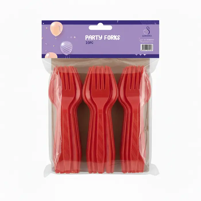 Sarorra vibrant party forks are the perfect addition to any celebration, offering both durability and style for your event. Made from high-quality plastic, they are lightweight yet sturdy enough for all types of party foods. Each pack includes 20 forks, neatly packaged and ready for birthdays, gatherings, picnics, and holiday events. Their bold color adds a fun touch to your table setting, making cleanup effortless while keeping your party theme bright and coordinated. Ideal for any festive occasion.